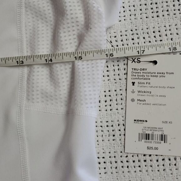 Fila Sport SlimFit Wicking Mesh Vented Short Sleeve White Athletic Sz. XS Shirt - Picture 8 of 9